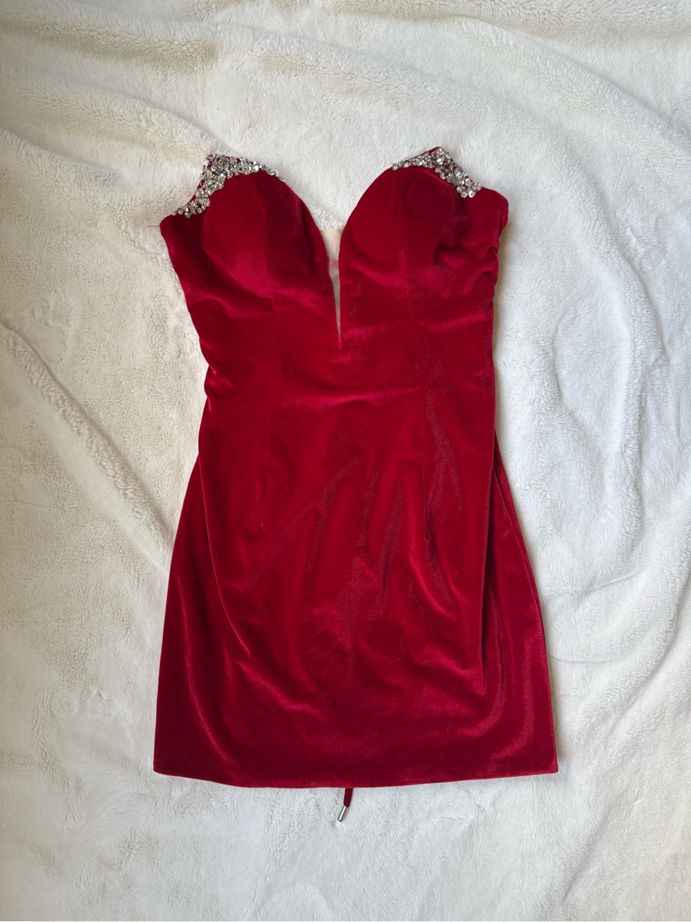 Strapless Red Velvet Mini Dress size 2